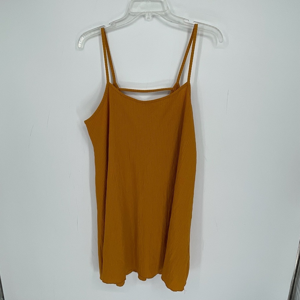 Pull&Bear Women's Mustard Textured Crinkle Pullover Cami Tank Top Size M